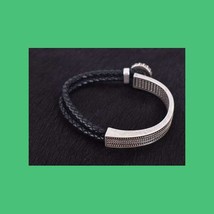 Montana Silversmith Leather Rope Silver Bracelet CZ  image 2