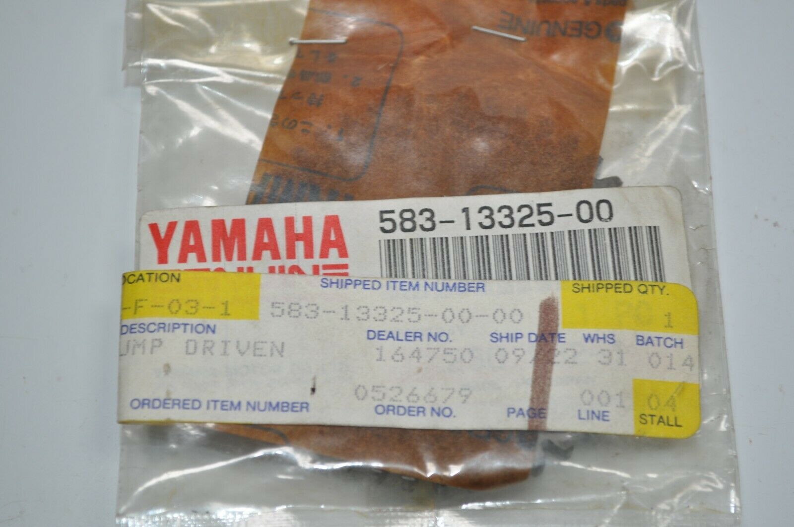 NOS OEM Yamaha Oil Pump Driven Gear 7881 SR500 7681 TT500 XT500 583