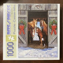 Bits And Pieces 1000 Puzzle Horse Barn Christmas Russell Cobane. Excelle... - $10.78