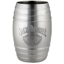 Jack Daniels Bottle Logo Barrel Shot Glass Silver - $13.98