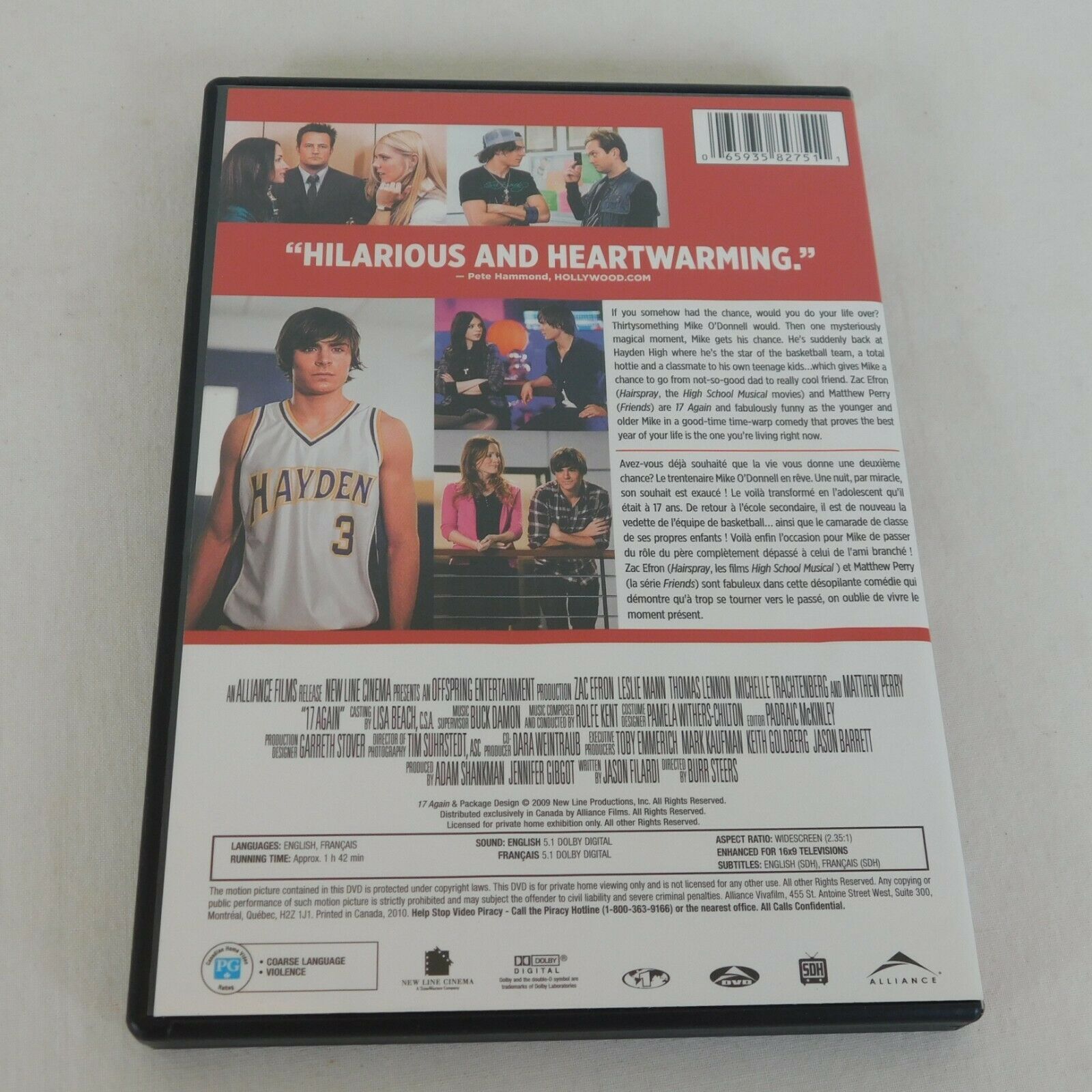 17 Again DVD 2009 Zac Efron Leslie Mann Matthew Perry Michelle ...