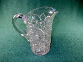 Vtg Anchor Hocking MCM 1 Quart Juice Pitcher Flip Lid White Star Pattern  L-4027