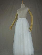 WHITE Tulle Midi Skirt A Line High Waisted Tulle Skirt Wedding Skirt image 7
