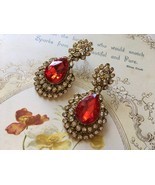 Victorian gold earrings, chandelier earrings, crystal earrings, wedding ... - $28.88