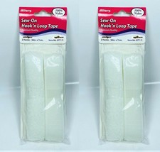 LOT OF 2 Allary Sew-On Hook and Loop Tape 2 Hanks 36" x 7/8" WHITE - $7.88