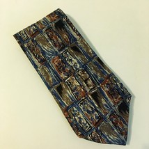 The Metropolitan Museum Of Art Neck Tie 100% Silk Steel Blue Gold Rust N... - $30.00