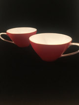 2 Noritake Orange and White tea cups - Vintage 50s flat cup with gold trim image 6