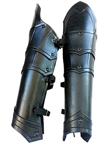 Medieval Leather Dark Elf Greaves Leg Armor/LARP Fantasy Elven Armor ...