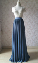 Dusty Blue Full Maxi Skirt Plus Size Chiffon Bridesmaid Skirt Wedding Outfit image 11