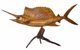 Sailfish Beautiful Handmade Wood Sculpture Statue Oc EAN Mount Carving Sport Fish - $247.44