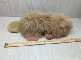 Ganz Plush Heritage Collection Googles furry tan brown beaver lying down flat - $16.82