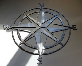 Nautical Compass Rose - Metal Wall Art - Silver 15" x 15" - $42.73