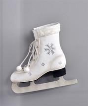 Figure Ice Skate Planter With Silver Snowflake Accents Faux Fur Cuff Wall Winter image 2