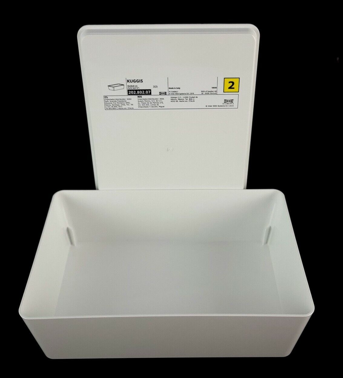 Lot of 2) IKEA Rundbal Storage Basket W/ Lid Stackable White 7x5.5x3.25