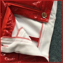 Bright Red Tight Fit Faux Leather High Waist Front Zip Up Legging Pencil Pants image 3