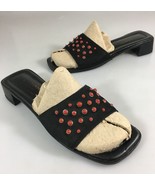 Donald J Pliner Womens 8 M Black Leather Red Dots Slide Sandals 1.24&quot; Lo... - $37.49