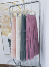 Pleated Tulle Skirt Black White Midi Length Custom Plus Size by Dressromantic image 11