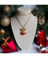 VTG Signed AVON Christmas Red Enamel NOEL Ornament PENDANT NECKLACE  26&quot; - $25.00