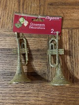 Elegance Christmas Ornament Trumpets(Pack Of 2)Brand New-SHIPS Same Business Day - $15.89