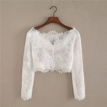 White Off Shoulder Long Sleeve Floral Lace Top Wedding Bridal Lace Crop Top Plus image 1