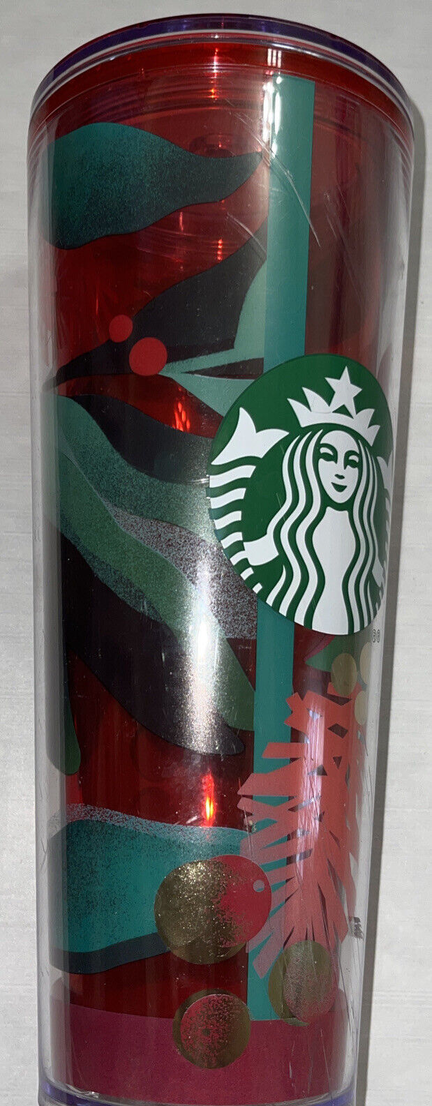 Starbucks Winter Swirl Textured 16 oz Cold Drink Tumbler Green 