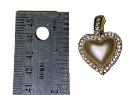 Vintage Carolee Signed Puffed Rhinestone Crystal Heart Gold Tone Bracelet Charm image 2