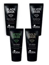 Set of 4 Masks Black -Gold-Silve-Detox Mask Purifying Cleansing Mask Set  75 ML - $145.00