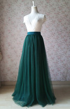 Dark Green Wedding Tulle Skirt Bow Dark Plus Size Bridesmaid Tulle Maxi Skirt image 7