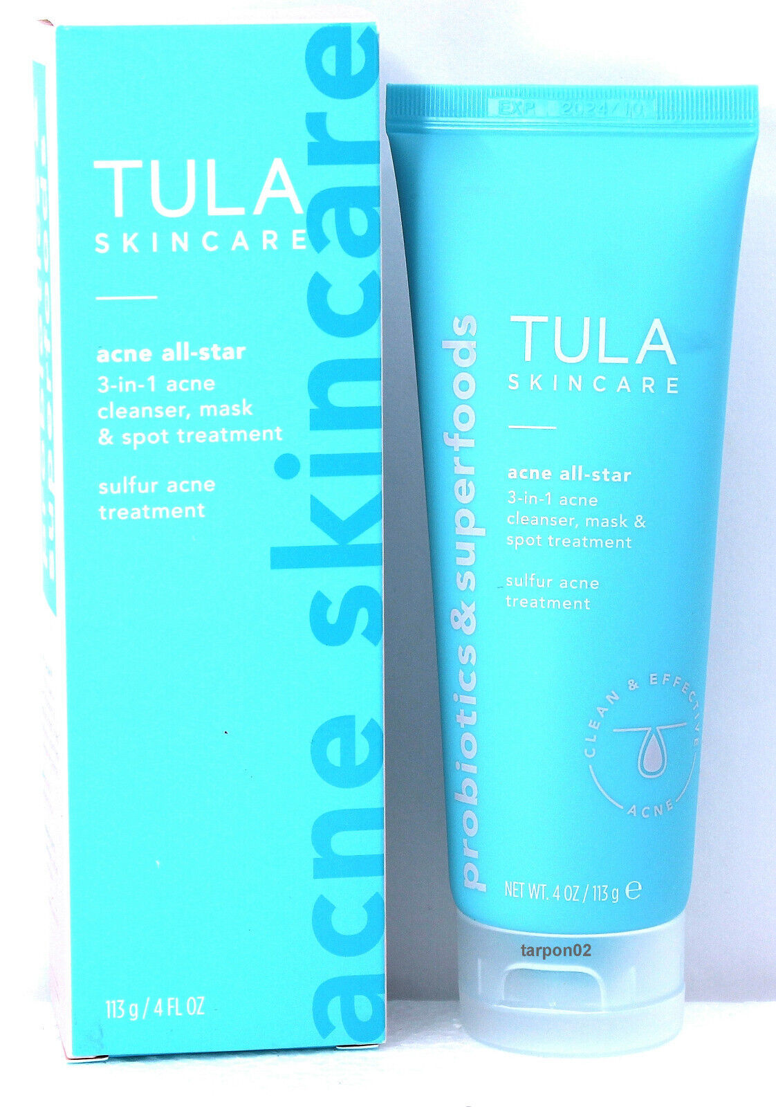 TULA Acne AllStar 3in1 Acne Cleanser, Mask+Spot Treatment 4oz Exp