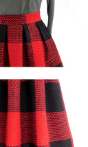 RED PLAID Women Midi Skirt Autumn Classic Plus Size Flannel Long Plaid Skirts image 6