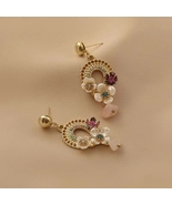 Vintage palace flower earrings Personality drop earrings High sense earr... - $37.90