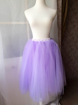 Women's Knee Length Tutu Tulle Skirt High Waist Tutu Party Skirts Light Purple  image 1