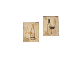 Wine Bottle Wall Plaques Set of 2 Hanging Metal Vintage Look 15.5" High Bar Deco image 2