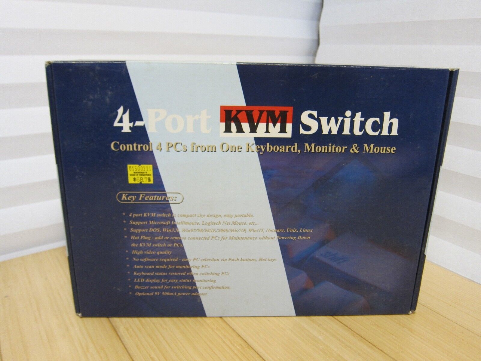 (KVM3001) 4Ports External KVM AutoSwitch Control 4 Comp From 1