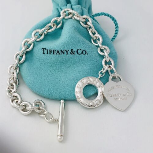 8.5 Tiffany & Co Classic Heart Tag Charm Bracelet in Sterling Silver