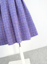 Women Purple PLAID Pleated Skirt Winter Pleated Plus Size Plaid Skirt w. Pockets image 5