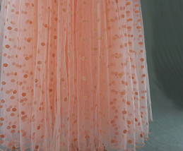 Peach Polka Dot Long Tulle Skirt Peach Tiered Tulle Skirt Holiday Outfit Plus image 8