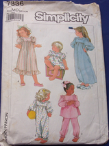Simplicity Child’s Nightgown  Pajamas &amp; Sleeper Size Medium #7836 - $4.99