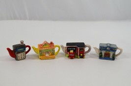 Red Rose Miniature Teapots Cell Phone Town Hall Fire Station Little Hous... - $43.35