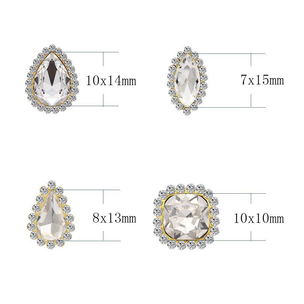 30PCS-100PCS Gold Flower Claw Rhinestones Glitter Crystals Trim Stones  Beads Garment Crafts Sew On Rhinestones