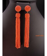 Antique style long 4 1/2&quot; flapper earrings - fringe tassel drop set - Ar... - $115.00