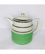 Vintage Hall’s Kitchenware Teapot Kettle Spout Green / Ivory White Made ... - $39.55