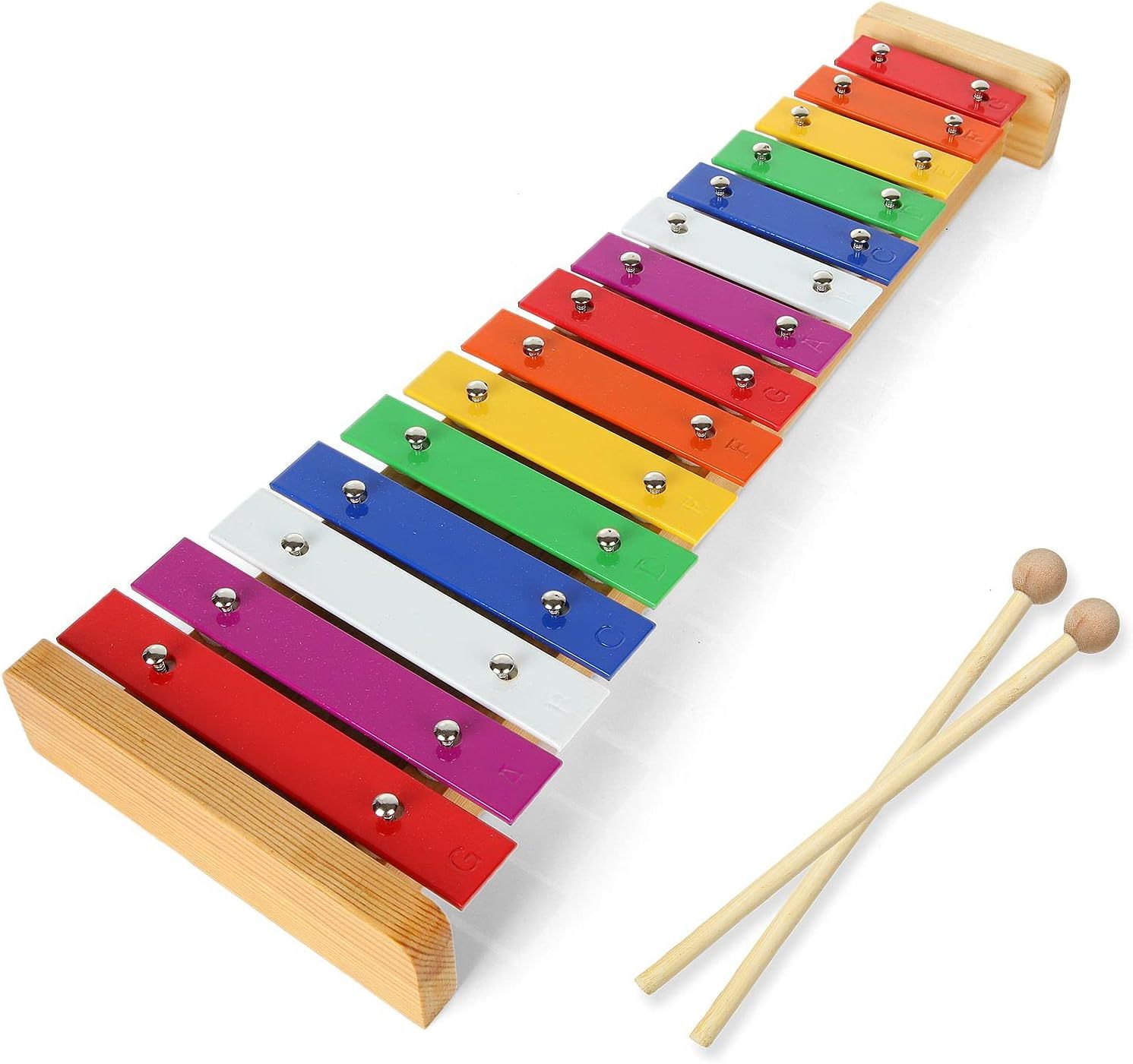 LOONELO Glockenspiel Xylophone with Yellow Case,8 Metal Keys Xylophone with  2 Mallets for Musical Instrument Percussion,Musical Educational Tuned