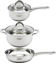 Alpine Cuisine Cookware Set 12-PC Belly Shape - Stainless Steel Cookwa