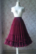 Burgundy Ballerina Tulle Skirt A-Line Layered Puffy Ballet Tulle Tutu Skirt image 1