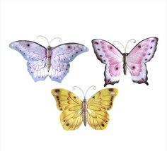 Butterfly Hanging Wall Plaques Set of 3 Pastel Colored Poly Stone Garden Home