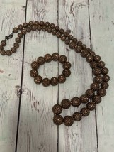 Kennith Jay Lane Copper Colored Rhinestone Beaded Necklace And Matching ... - $94.05