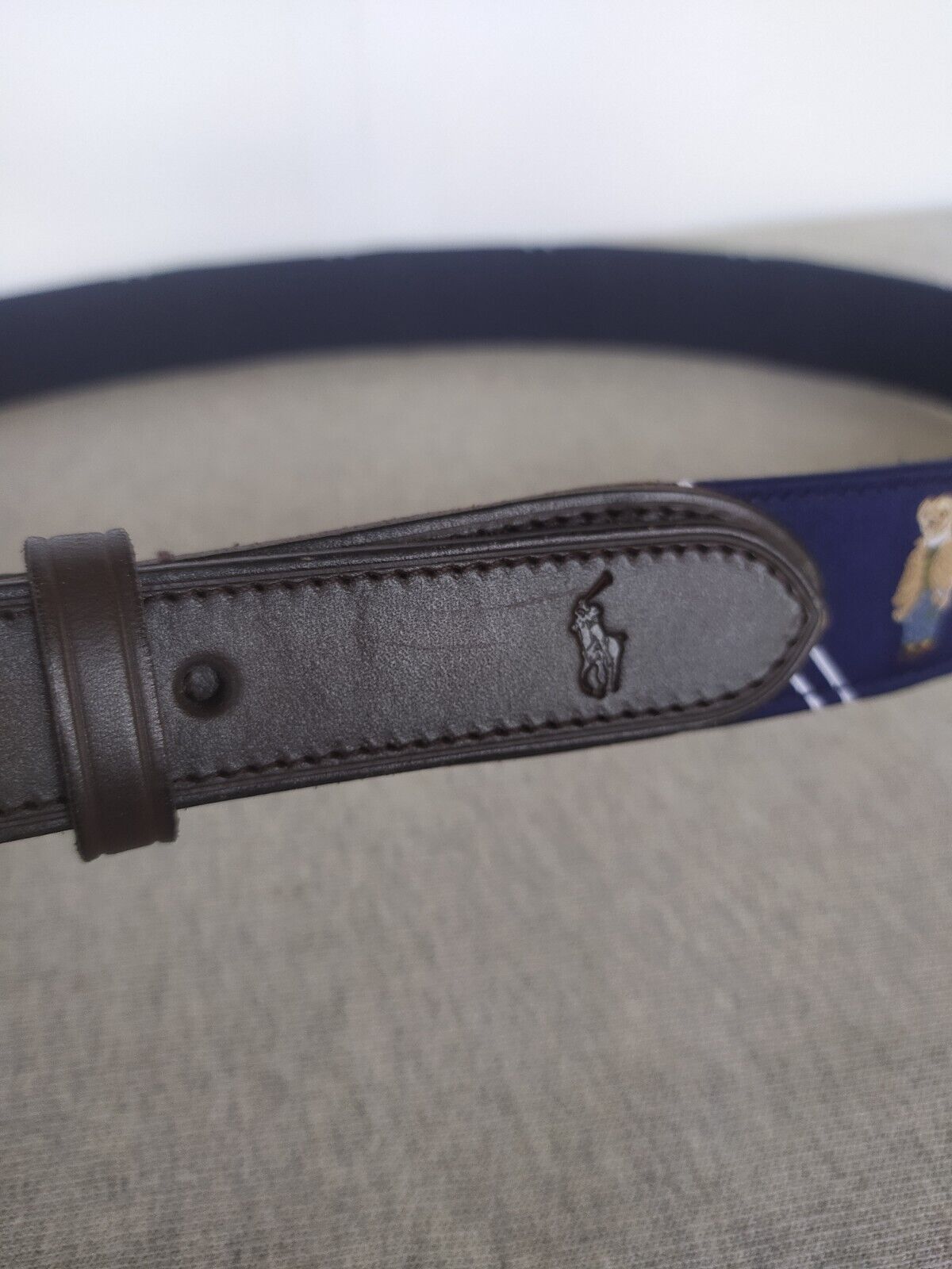 Polo Ralph Lauren Leather-Trim Polo Bear Belt $95 FREE WORLDWIDE SHIPPING