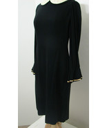 JAMES GALANOS Dress VINTAGE 60&#39;s Black &amp; White Ruffle Long Sleeve Silk 34 - $539.99