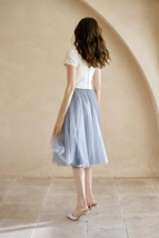 Gray High Waisted Midi Tulle Skirt Outfit Softest Tulle Wedding Skirt Plus Size image 3
